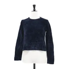 BEAUTY&YOUTH ビューティアンドユース ニット ネイビー サイズ:FREE | 23秋冬 リサイクルナイロンモール コンパクト ニット / プルオーバー | 長袖 クロップド丈 クルーネック ボア | トップス セーター【レディース】【中古】