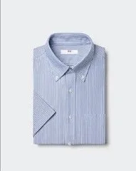 UNIQLOドライノンアイロンジャージーシャツ/ボタンダウン/ストライプ /BD/ 68BLUE XL 474515