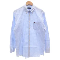バーバリーブラックレーベル BURBERRY BLACK LABEL ボタンダウンシャツ 長袖 BD 42 ギンガムチェック ホースロゴ刺繍 青 ブルー 白 ホワイト /GV
