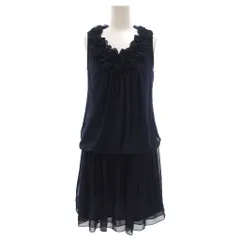 AIMER フリルワンピース ドレス ノースリーブ ひざ丈 9 ネイビー /UO