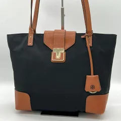 【良品】Tory Burch トートバッグ ナイロン レザー バイカラー