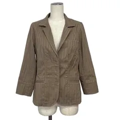 ポールスチュアート PAUL STUART ジャケット テーラード 七分袖 コットン ストレッチ 10 茶