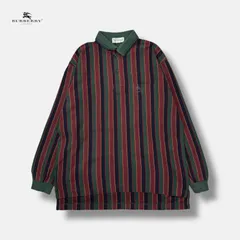 90s BURBERRYS 長袖ポロシャツ ストライプ マルチカラー MA