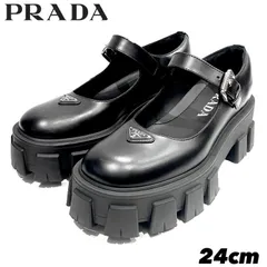 【美品】PRADA プラダ モノリス ブラッシュドレザー ローファー24cm PRADA】プラダ モノリス ブラッシュドレザー ローファー (PRADA