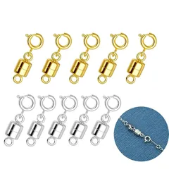 aninako ネックレス 留め具 マグネット留め具 【10個セット】 エンドパーツ ジュエリー用 延長用金具 磁気クラスプ DIY用 クラフト作り 単装着 接続端 ブレスレットと首飾り ネックレスと宝飾品 (02.シルバー、ゴールド 10個セット) 1