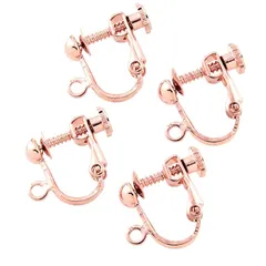 [ジュエリーショップエム］ 日本製 玉ブラ ネジバネ カン付き イヤリング金具 2ペア 4個 セット 金属アレルギー対応 ピンクゴールド ca0005-PG 0