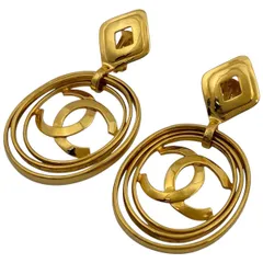 【在庫一掃】 シャネル CHANEL ココマーク イヤリング サークル スイング 大きめ イヤリング GP ゴールド レディース 【中古】