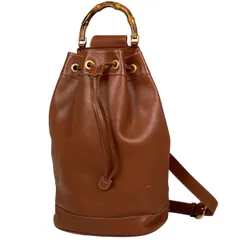 【在庫一掃】 グッチ GUCCI バンブー ショルダーバッグ 2WAY ボディバッグ 巾着型 オールドグッチ 00321130036 ショルダーバッグ レザー ブラウン レディース 【中古】
