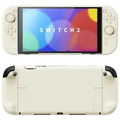 PlayVital Nintendo Switch 2（2025）対応ハードカバー 保護ケース 付けたままドックに対応 折りたたみ式スタンド＆親指グリップ付き?【アイボリー】 1
