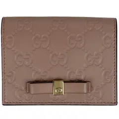 【在庫一掃】 グッチ GUCCI グッチシマ カードケース 名刺 リボン 札入れ カードケース シマレザー ピンク 406924 レディース 【中古】