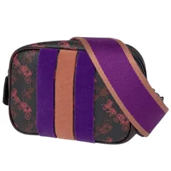 【在庫一掃】 コーチ COACH ロゴ ショルダーバッグ カメラバッグ 馬車モチーフ ショルダーバッグ コーティングキャンバス ブラック ボルドー 79368 レディース 【中古】