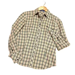 【美品】BURBERRY BLUE LABEL バーバリーブルーレーベル レディース 38 シャツ ノバチェック ベージュ×赤×黒 コットン100 送料無料