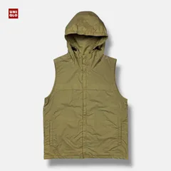 00s OLD UNIQLO ナイロンフード付きベスト y2k ベージュ M