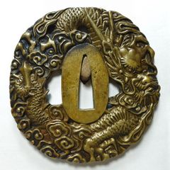 ☆赤銅地容彫蝉図目貫 無銘 高肉彫 金銀象嵌 毛彫 再生復活 cicada