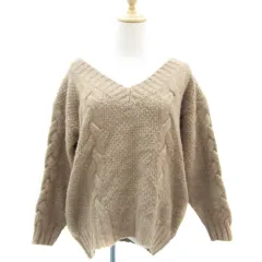 スピック&スパン Spick&Span ニット セーター 長袖 Vネック ケーブル編み ブラウン 茶 /YM36