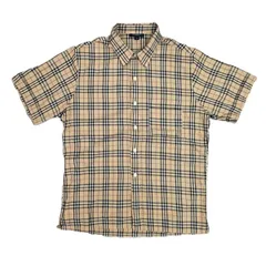 BURBERRY バーバリー ノバチェック 90s ボタンダウンシャツ 半袖シャツ メンズ L コットン 中古