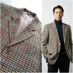 【アイビーの真髄】ixi:z ツイードテーラードジャケット メンズM ミックスカラー 千鳥格子 英国調 日本製 80s 90s DCブランド レトロヴィンテージ イクシーズ