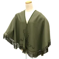 京やR167 和装洋装兼用　大判ショール　着物用ストール　レーヨンフリンジ付き　マントコート　ショール　着物ショール　ストール　ウール　秋冬に最適　和装ショール　洋服にも　美品　訪問着　附下　色無地　小紋　紬　江戸小紋　フォーマルからカジュアルまで