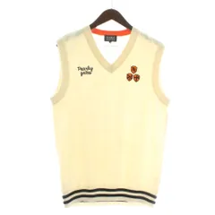 パーリーゲイツ PEARLY GATES ゴルフウェア ベスト ニット セーター ウール Vネック ロゴ 刺繍 ワッペン S アイボリー 053-8273901 /XZ ■GY03