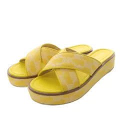 マイケルコース MICHAEL KORS サンダル ウエッジソール プラットフォーム 厚底 ロゴ 7.5 イエロー /YO17 ■GY11