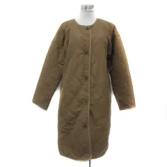 サマンサモスモス SM2 キルティングコート ノーカラーコート ロング丈 無地 F ライトブラウン /YS4