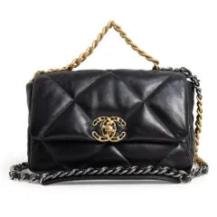 シャネル 19 ナインティーン ココマーク マトラッセ チェーン 2Way 斜め掛け ショルダー ハンドバッグ シャイニーラムスキン レザー ブラック アンティークゴールド×アンティークシルバー金具 AS1160 箱付 CHANEL（新品・未使用品）