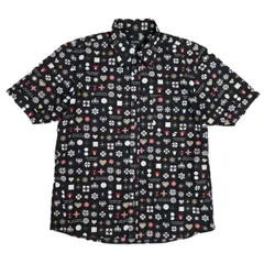 BURBERRY BLACK LABEL バーバリーブラックレーベル 総柄 モノグラム柄 ロゴ 半袖シャツ メンズ L コットン 中古