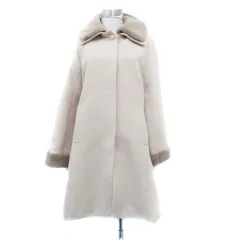 グローブ grove ステンカラーコート ロング丈 フェイクファー L ピンクベージュ /HO30