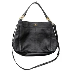 COACH F28992 2WAY コーチ ロゴ金具 ハンドバッグ ショルダーバッグ レザー ブラック