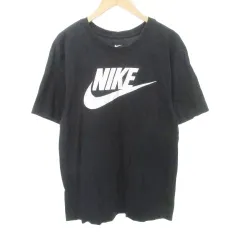 ナイキ NIKE Tシャツ 半袖 プリント ロゴ クルーネック 薄手 Lサイズ 黒 ブラック ■YHS11