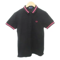 フレッドペリー FRED PERRY ポロシャツ 半袖 ライン ワンポイント ロゴ 薄手 XSサイズ 黒 ブラック ■YHS11