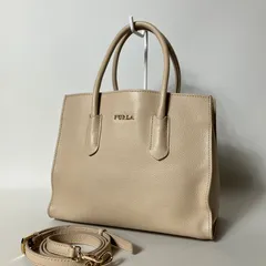 2511-290｜美品｜フルラ 2WAYハンドバッグ レザー ベージュ