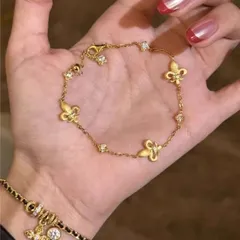 バタフライモチーフ ゴールドブレスレット レディース 蝶々 華奢 上品 高見え フェミニン 韓国アクセ ギフト