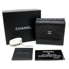 CHANEL 二つ折り財布 ブラック キルティング ギャランティカード付