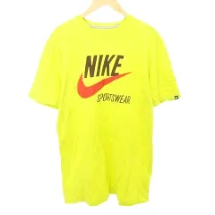 ナイキ NIKE Tシャツ 半袖 ロゴプリント クルーネック 薄手 Lサイズ 黄色 イエロー ■YHS9