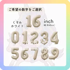 【ナンバーバルーン】　16inch　くすみホワイト［クリーム］　誕生日　風船　数字　飾り　バルーン