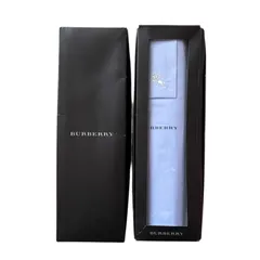 ZM1677 BURBERRY バーバリー 生地 ライトブルー 刺繍ロゴ 長袖ワイシャツ 仕立て オーダーシャツ スーツ ハンドメイド 手芸