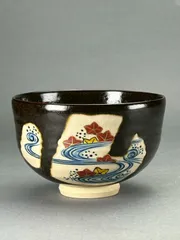 人間国宝・三代徳田八十吉 人間国宝 三代徳田八十吉 耀彩茶碗 九谷焼 美品 秀逸作 人間国宝