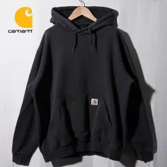 カーハート Carhartt パーカー L ブラック ロゴ刺繍 ストリート オーバーサイズ ビッグシルエット ORIGINAL FIT オリジナルフィット ワーク テック 裏起毛 フーディー アメカジ 古着 G761