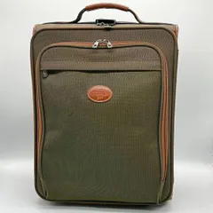 【美品】ロンシャン スーツケース 旅行カバン キャンバス レザー グリーン