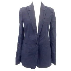 セオリー Theory リネン テーラードジャケット 背抜き 0 XS～S 黒 ブラック ■YHS10 A1208