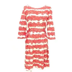 ホコモモラ JOCOMOMOLA ワンピース ひざ丈 長袖 花柄 40 M～L相当 赤 レッド ホワイト ■YHS12 A1209