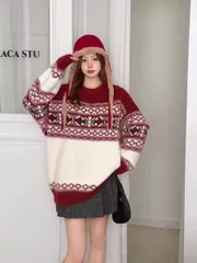 新品・クリスマス ラウンドネックプルオーバー ゆったりラグジュアリーセーター