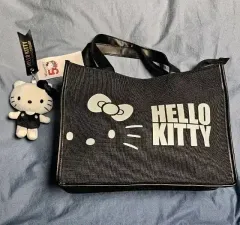 ハローキティ ブラック トートバッグ + キーホルダー セット