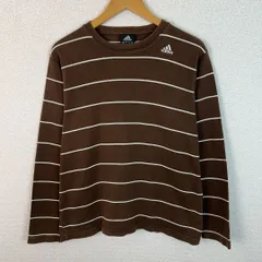 adidas アディダス 長袖 Tシャツ ボーダー柄 ブラウン Lサイズ レディース 古着 スポーツMIX Y2K　シティーボーイ