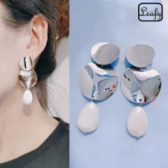 レイヤード ピアス トリプル プレート 円盤 ドロップ 貝母 シェル シルバー ロング 華奢 小顔効果 レディース アクセサリー お出かけ デート パーティー 母の日 誕生日 新生活 プレゼント ギフト 送料無料 即購入OK