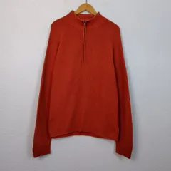 Calvin Klein ハーフジップ ニット セーター カシミヤ混 オレンジ Lサイズ メンズ 古着 シンプル シティーボーイ