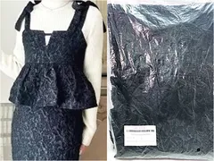 Meiru　肩リボンジャガードペプラムキャミワンピース　ブラック　Lサイズ　未開封　レディース　ファッション　★S