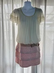 1579.L'EST ROSEアイボリー/ピンク ワンピース☆