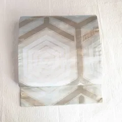 クール★名古屋帯 水色×シルバー 亀甲 名古屋仕立て 正絹 116